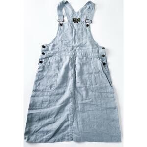 Vintage Eddie Bauer Linen Blue-Gray Jumper Dress Size Medium